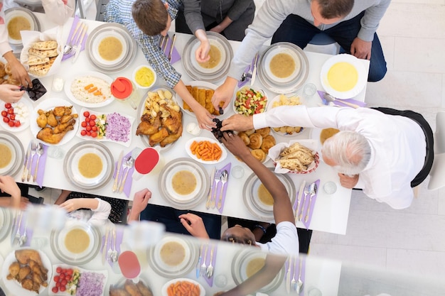 workshop table with food